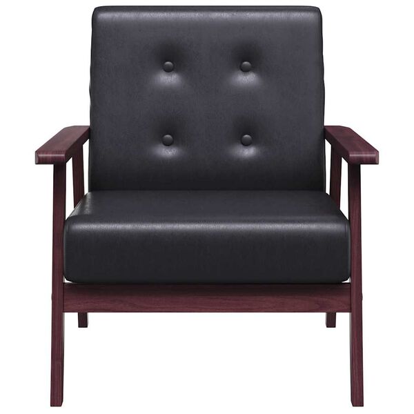 vidaXL Armchairs Black Faux leather, Wooden frame Standard Durable