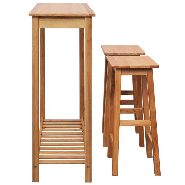 vidaXL Bar Set Natural Brown Solid Oak Wood, MDF with Oak Veneer Standard