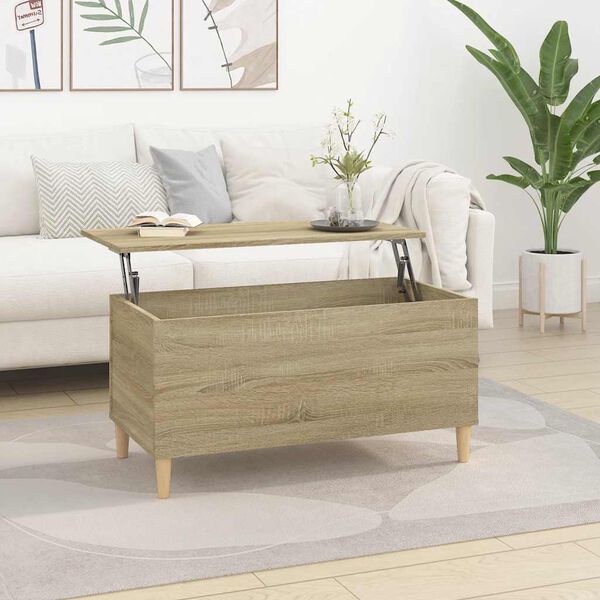 vidaXL Coffee Table Sonoma oak Engineered wood, solid eucalyptus wood