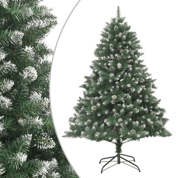 vidaXL Christmas Tree Green and white PVC, steel 82.7 in