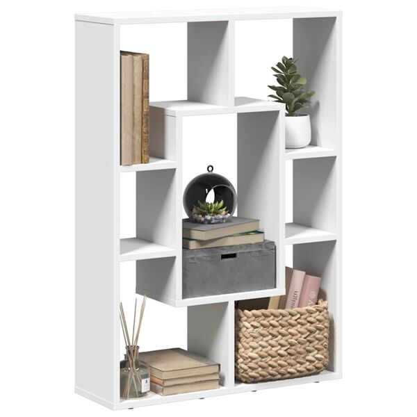 vidaXL Bookcase White Engineered wood Medium Bookcase Rectangular