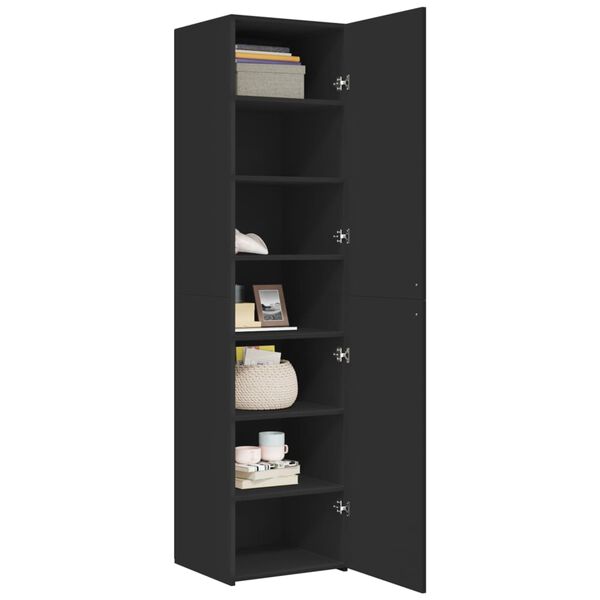 vidaXL Highboard Black 17.7"x16.7"x72.8" Engineered Wood