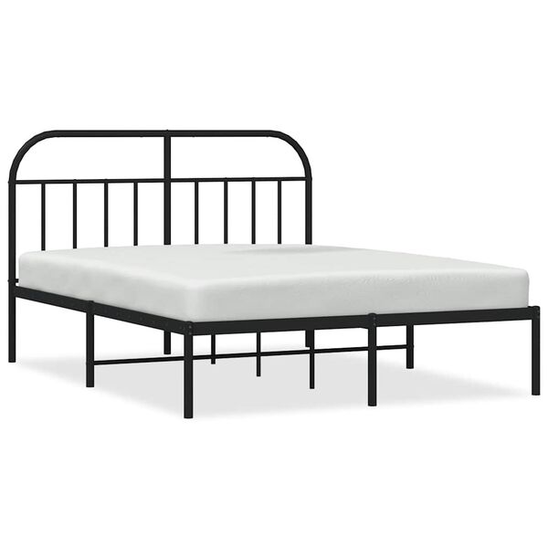vidaXL Bed Frame Black Powder-Coated Steel King Size Bed Frame