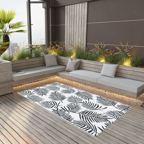 vidaXL Outdoor Carpet White and black Polypropylene Large