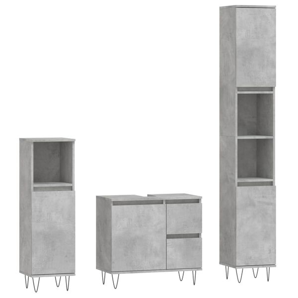 vidaXL Bathroom Furniture Set Concrete grey Engineered wood, iron Standard