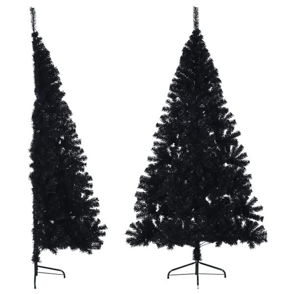 vidaXL Christmas Tree Black PVC, Steel 7 ft Decorative Inlays