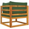 vidaXL Garden Sofa Set Natural Wood, Green Cushions Solid Acacia wood