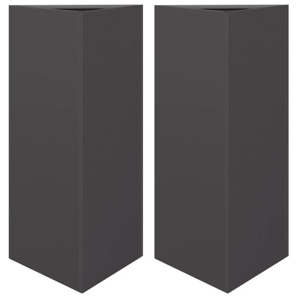 vidaXL Garden Planter Set of 2 Black Steel Medium Durable