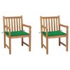 vidaXL Garden Chair Set of 2 Natural Teak, Green
