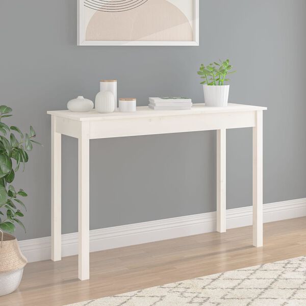 vidaXL Console Table White Solid pine wood Console Table Rectangular