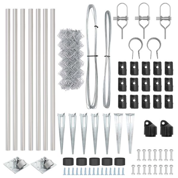 vidaXL Fence Post Silver 32.81 x 2.62 ft (2.36 x 2.36 in mesh) Steel