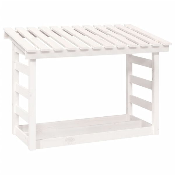 vidaXL Firewood Rack White 42.5x25.4x30.7" Solid Wood Pine