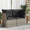 vidaXL Garden Sofa Grey PE Rattan, Powder-Coated Steel, Polyester 2-Seater