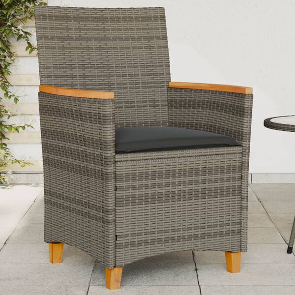 vidaXL Garden Chair Grey PE rattan 23.2 x 24.0 x 35.4 in