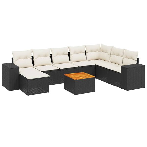 vidaXL Garden Sofa Set Black, Cream