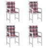 vidaXL Patio Lowback Chair Cushions 4 pcs Red Check Pattern 39.4x19.7x1.2" Oxford Fabric