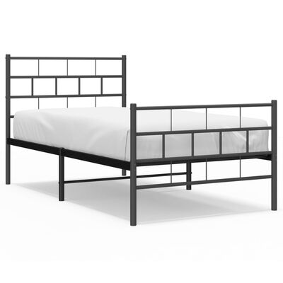vidaXL Metal Bed Frame with Headboard and Footboard Black 39.4"x74.8" Twin