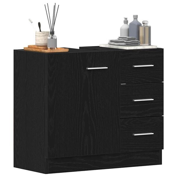 vidaXL Sink Cabinet Black Oak Engineered Wood Medium Sink Cabinet