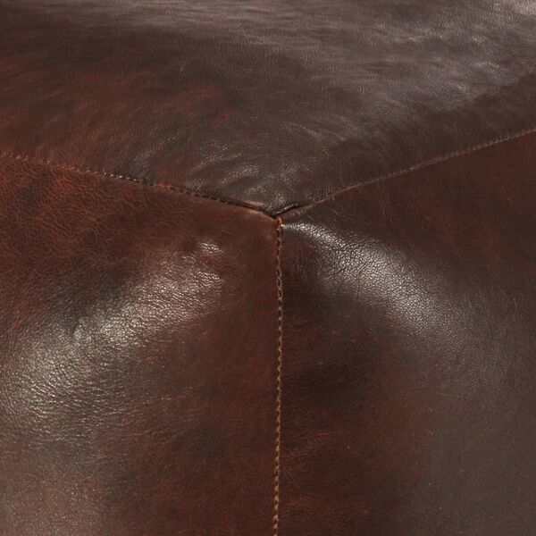 vidaXL Pouffe Dark brown Genuine goat leather, Cotton filling