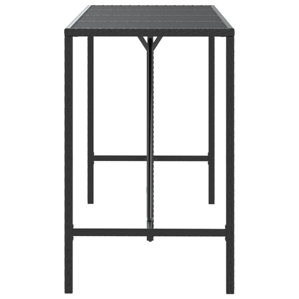 vidaXL Bar Table With Glass Top Black
