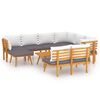 vidaXL Garden Lounge Set Dark grey, white Solid acacia wood, polyester