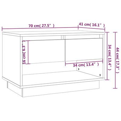 vidaXL TV Stand Concrete Gray 27.6"x16.1"x17.3" Engineered Wood