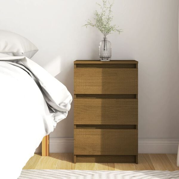 vidaXL Bedside Cabinet Honey Brown Solid Pine Wood 15.7 x 11.6 x 25.2 in
