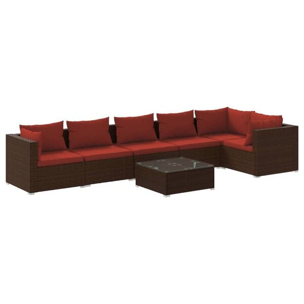 vidaXL Garden Lounge Set Brown and Cinnamon Red