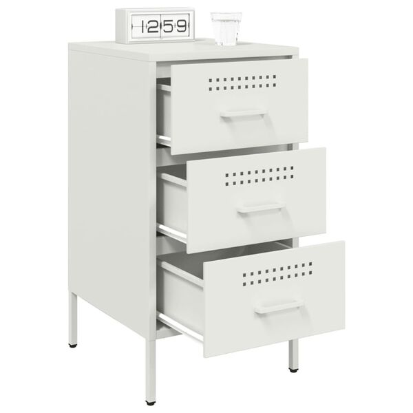 vidaXL Bedside Cabinet Set of 2 White Cold-rolled steel