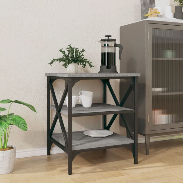 vidaXL Side Table Grey Sonoma Engineered wood, steel Compact