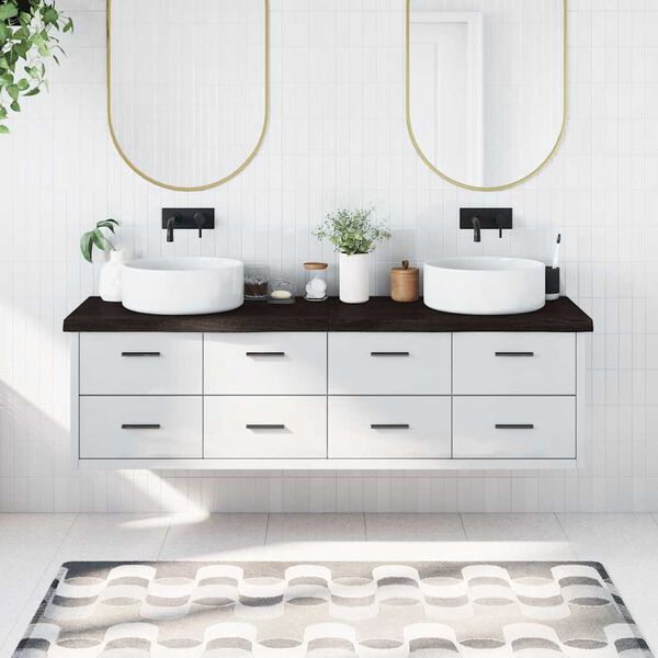 vidaXL Bathroom Countertop Dark Brown 70.9 x 19.7 x (0.8-2.4) " Treated Solid Wood