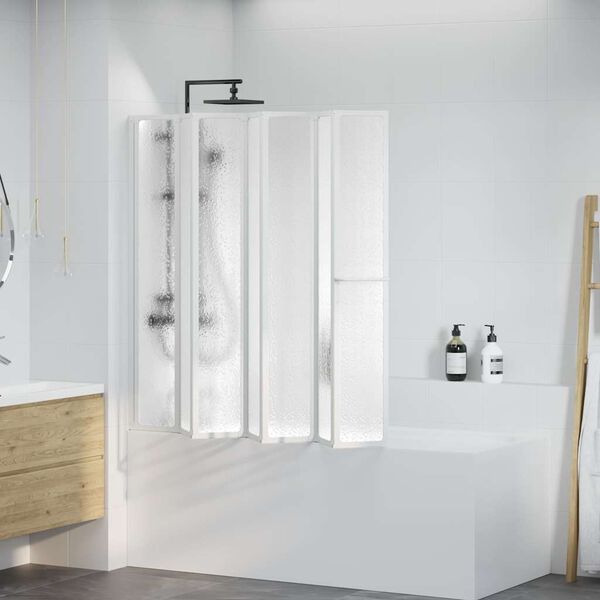 vidaXL Shower Bath Screen Wall 55.1 x 66.1" 7 Panels Foldable with Towel Rack