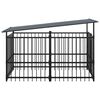 vidaXL Dog Kennel Black Powder-coated steel Medium Tough Dog Kennel