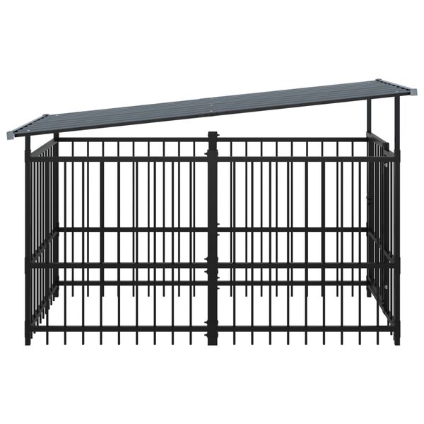 vidaXL Dog Kennel Black Powder-coated steel Medium Tough Dog Kennel