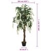 vidaXL Artificial Wisteria Tree Green and white Wood, Textile fiber, Plastic