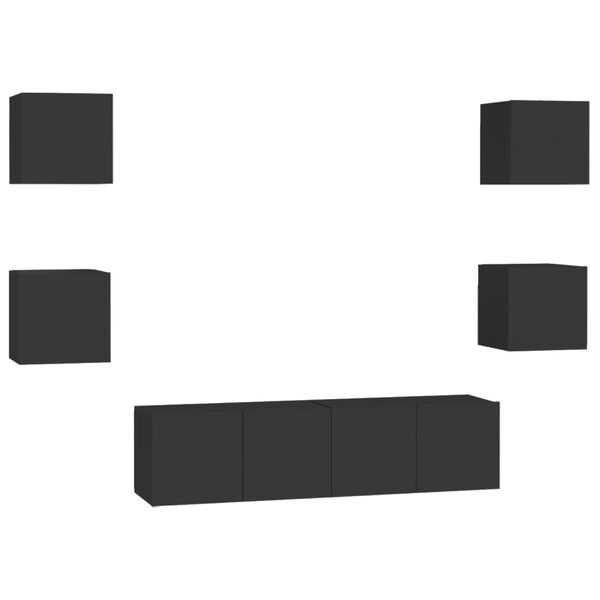 vidaXL TV Cabinet Black Engineered wood Small TV Cabinet Rectangular