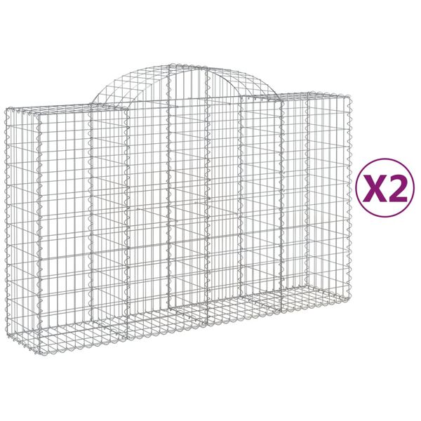 vidaXL Gabion Basket Set of 2 Silver Galvanized iron