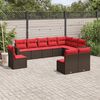 vidaXL 10 Piece Patio Sofa Set with Cushions Brown Poly Rattan