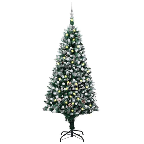 vidaXL Christmas Tree Green and white PVC, Steel, Plastic 7ft