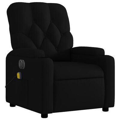 Another close-up back/side view of the black recliner highlighting armrest and pocket