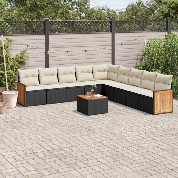 vidaXL Garden Sofa Set Black PE rattan 10 Piece Set