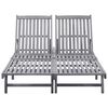 vidaXL Sunlounger Grey wash Solid Acacia Wood Big enough for two