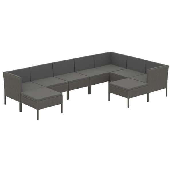vidaXL Garden Lounge Set Grey PE rattan Large Modular