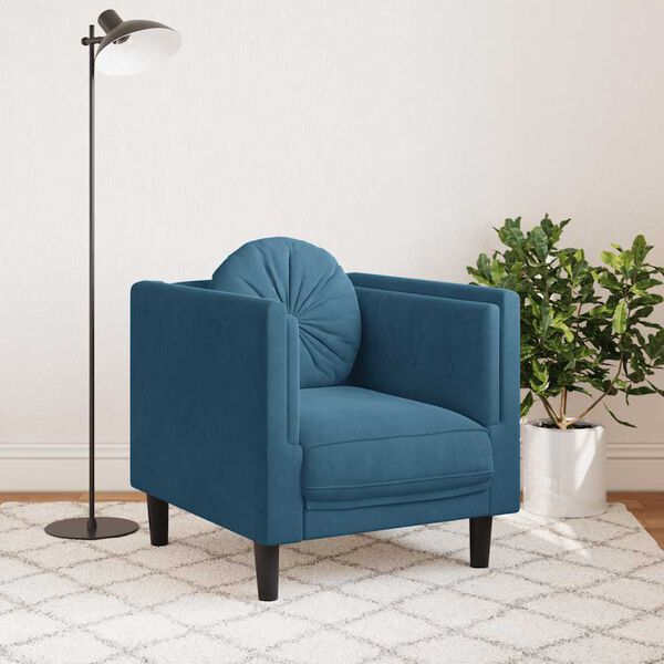 vidaXL Sofa Chair Blue Velvet (100% polyester), plywood, solid wood Medium