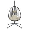 vidaXL Hanging Egg Chair Anthracite, Beige Steel, Rattan Large