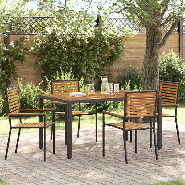 vidaXL Garden stacking chairs 4 pcs Brown and Black