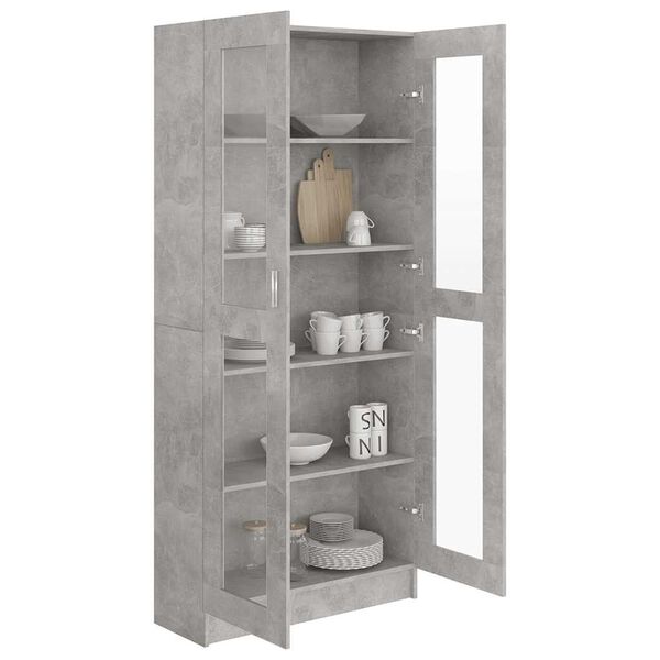 vidaXL Vitrine Cabinet Concrete Grey Engineered Wood Vitrine Cabinet