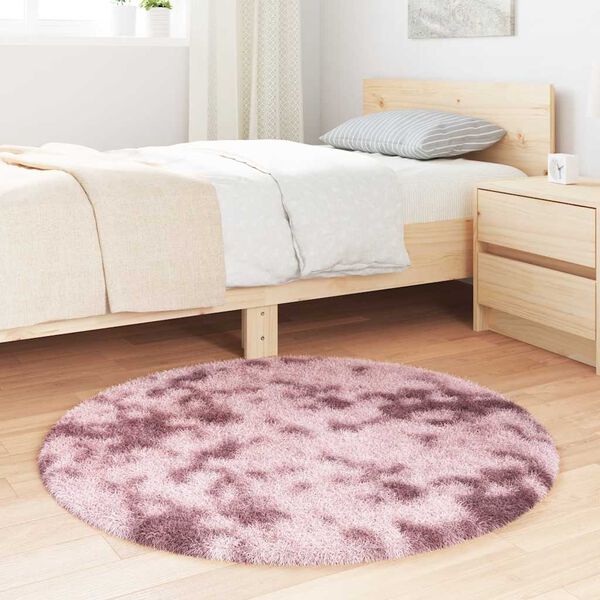 vidaXL Shaggy Rug Dusty Pink Polyester 39.4 in Non-slip Area Rug