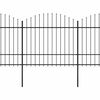 vidaXL Garden Fence with Spear Top Steel 351.3"x68.9" Black