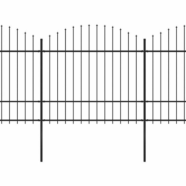 vidaXL Garden Fence with Spear Top Steel 351.3"x68.9" Black